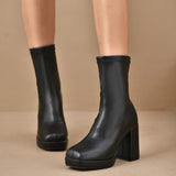 Boots Women 2025 Autumn And Winter New Fashion Retro High-Heere Zipper Thin Short