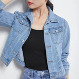 Jacket Women Green 2020 Autumn Woman Denim Jean Womens Coats Basic Jackets Female Slim Stretch Short Coat Feminina