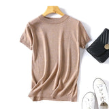 Lurex 2021 Spring Summer O Neck Mix Color Patchwork Sweater Women Casual Short Sleeve Pullover Knit Jumper Korean