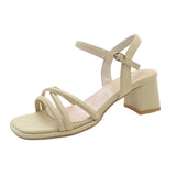 Female Summer 2025 New Fashion Fashion A Word Belt With Thick Heel Fairy Wind Match Skirt Roman Women's