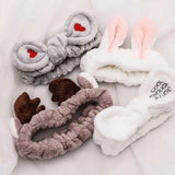 Face Hair Holder Hairbands Soft Warm Coral Fleece Bow Animal Ears Headband For Women Girls Turban Fashion Hair