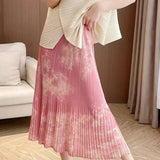 Folded Spring Half-Dress New Folded Print Japan-Korea Casual Dress High-Grade Small Scented