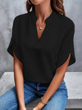Women's Summer Casual Pure Color V-Neck Loose Shirt Top