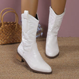 New Embroidery Women's Mid-Clinic Fluorescent Tip Martin Boots Coarse And Large-Size