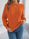 Shooting Autumn And Winter Casual Pure Color Hollow Lantern Sleeve Sweater Women's