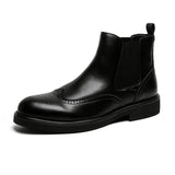 Zingj Boots Men British Style Low Pipe Short Boots Men Brock Business Martin Shoe