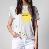 Symbols Print T-shirts Women Summer Linen Fashion Short Sleeves Tees Tops Streetwear Fashion O-neck Casual T-shirts