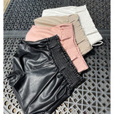 High Waist White PU Shorts Women Loose Faux Leather Runner Shorts Summer Streetwear Sexy Wide Leg Shorts For