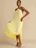 Halter Neck Ruched Midi Dress-Outfit