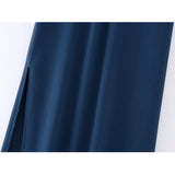 Ruched Long Skirts For Women Fashion 2023 Nvay Blue High Waist Skirt Woman Summer Midi Slit Skirt Elegant Women's