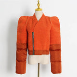 Fashion Brand Design Sense Contrast Color Coat Female 2025 Spring New Fashion Splicing Fleece Short Women's