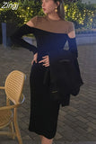 Sweater Knitted Dresses for Women French Casual Long Sleeve Office Lady Slim One Piece Woman Dress Korean Autumn