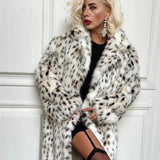 Long Belted Leopard Faux Fur Coat-Outfit