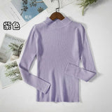 Women Turtleneck Sweater Casual Long Sleeve Korean Harajuku Slim Knitted Pullover Vintage Solid Skinny Jumper Elegant Tops