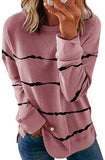 Tie-dyed Printed Striped Round Neck Loose