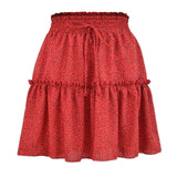 Summer Women's High Waist Chiffon Big Swing Short Skirt Printed Pleated Polka Dot Skirt Casual Short