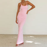 Zingj New French Retro Plaid Pink Sling Slim Knit Dress Women