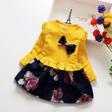to 6 Yrs Spring Autumn Toddler Girl Dress Long Sleeve Toddler Dress Floral Bow Kids Dresses for Girls Fashion Girls