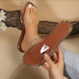 Women's Shoes 2025 Summer New PVC Word With The Outer Wear Flat Slippers Women Light Cool