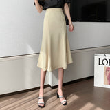 Summer Elegant Casual All-match High Waist Offcie Lady Midi Mermaid
