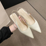 Zingj Women 2023 New Women's Shoes Summer Korean Version Pointed Baotou Heel Elastic Set Foot Fashion Sandals Women-Outfit