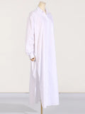 Zingj 2024 New Fashion Casual Wind Lapel Side Fork Design Sense Simple Versatile Long Sleeve Long Shirt