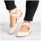 Zingj Fall Vintage Plus Size New Mom Shoes Flat Heel Single Shoes Shallow Mouth Elastic Strap Round Head Women's Shoes- Outfit