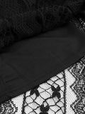 Black Lace Skirt Two Piece Set Long Sleeve V-neck Super Short Top High Waist See Through Skirt Suit Summer Beach Style