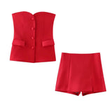 Women's Clothing 2025 Spring New Silk-Sense Texture Spliced Tight Body Clothes + Open-Fork Splicing Skirt