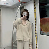 Zingj Sports Hoodie Suit Female 2024 Spring And Autumn New Small Hooded Short Coat Wide Leg Pants Two Sets-Outfit