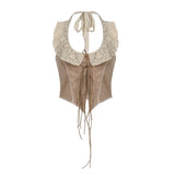 Zingj Ancient Lace Lace Stitching With Open Back Strap Vest 2023 New Tribal Style Design