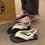 Roman Sandals Women Flat Bottom Beach Shoes Trendy Retro Ocean 2025