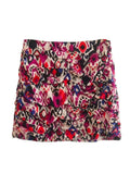 Printed Mini Skirt Women High Waist Vintage Skirt Sets Ruched Short Skirts Woman Fashion 2023 Streetwear Y2k Pleated