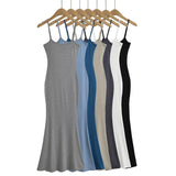 Zingj Trendy Women's Dress Hot Girls Sexy Stretch Slim Show Thin Buttocks Halter Skirt Pure Desire Tight Sleeveless