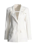 Fashion Commuting Style Suit 2025 New Texture V-Neck Design White High-End Blazer