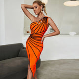 One Shoulder Bandage Dress for New Year 2022 Women Yellow Bandage Dress Bodycon Sexy Party Dresses Evening Club