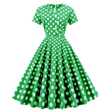 Blue Button 50s Vintage Rockabilly Swing Dress 60s Short Sleeve Robe De Cocktail Party Women Polka Dot Casual Pinup