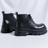 Zingj Boots Men In Autumn And Winter Increased Tooling Locomotive Wind Super Fire Leather Boots Big Head Advanced Sense Ankle Boots
