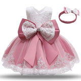 Girls White Baptism Dress Newborn Princess Birthday Wear Toddler Flower Christening Ball Gown Kids Dresses for Girls 12