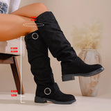 Fashion Autumn And Winter New Women Folded Western Cowboy Round Head Mid-Clinity Women's