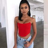 Zingj Light Color Ding Arc Wrapped Chest Female Playful Sexy Wind Back Exposed A Word Collar Slim Top-Outfit