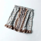 Queens Women Red Floral Printed Beach Bohemian Skirt Ladies Rayon Cotton Elastic Waist Mini Boho