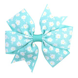 Printed Flower Hair Bows With Clip For Baby Girls Grosgrain Ribbon Boutique Hair Clip Barrettes Hair Accessories