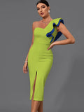 Party Dress 2022 Women Green Bodycon Dress Elegant Sexy Midi Evening Club Dress High Quality Summer Birthday