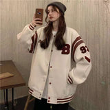 Embroidered Bear Pattern High Quality Loose BF All-match Baseball Uniform Women's Jacket Retro Y2K Streetwear Winter