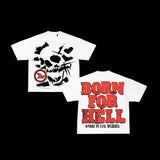 War Girl Graphic Print T-Shirt Y2K Vintage Loose-Sleeved Round-Collar Cotton Top Gothic Street Men's Wear 211-0-Outfit