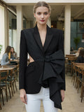 Temperament Famous Wind Sexy Small Suit 2025 New V-Neck Bare Waist Bow Design Blazer Design Suit Coat