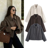 Autumn Women's Fashion Three-Color Solid Color Zipper Wool