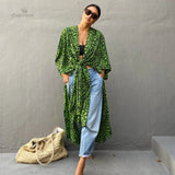 Elegant Kaftan Vintage V-neck Side Split Maxi Dress Women Summer Clothing Beach Wear Maxi Dresses