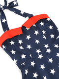 Women Star Print Summer Dress Sexy Retro Blue Red Halter Vintage Dress Robe Femme Pin Up 50S 60s Rockabilly Party